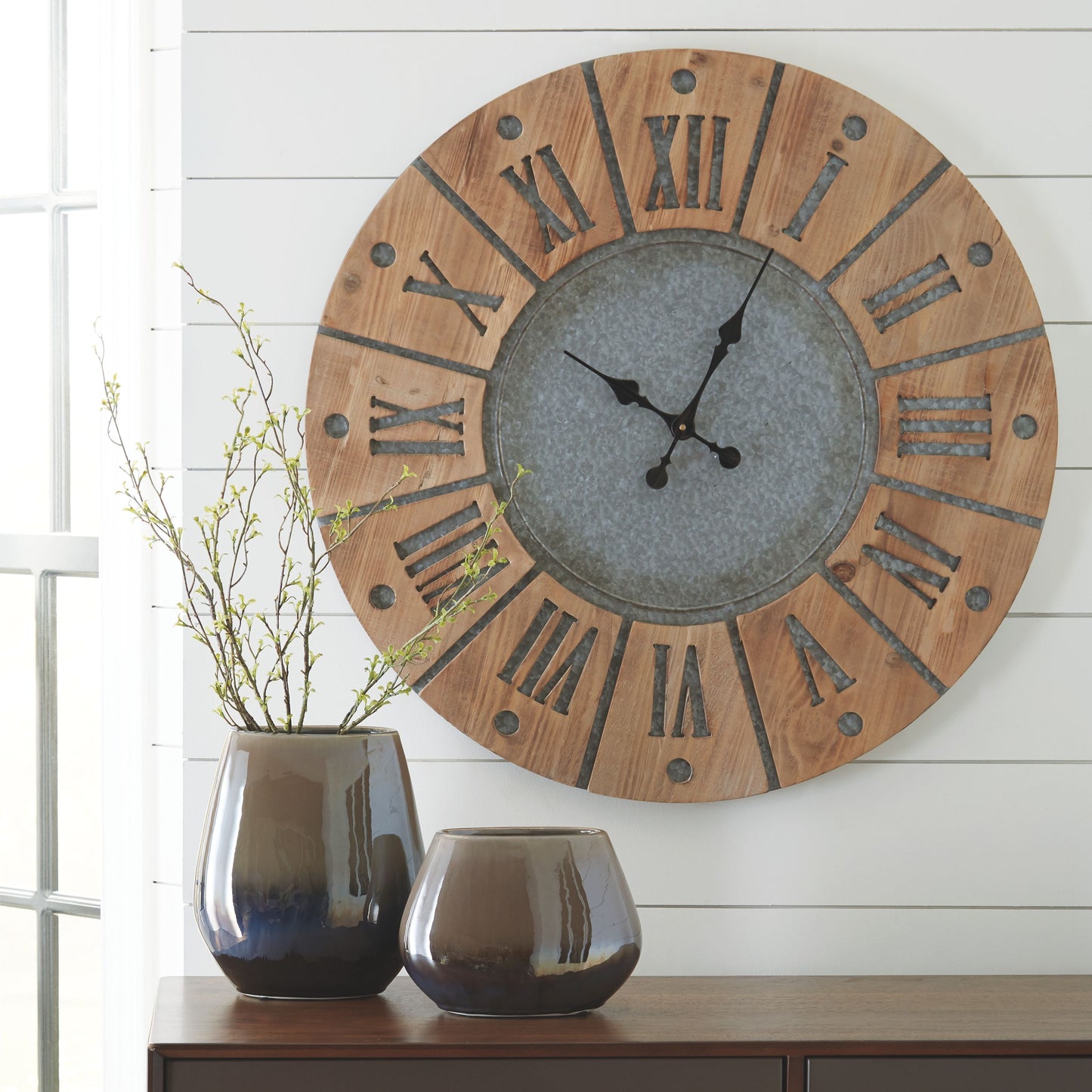 Payson - Wall Clock - Antique Gray / Natural