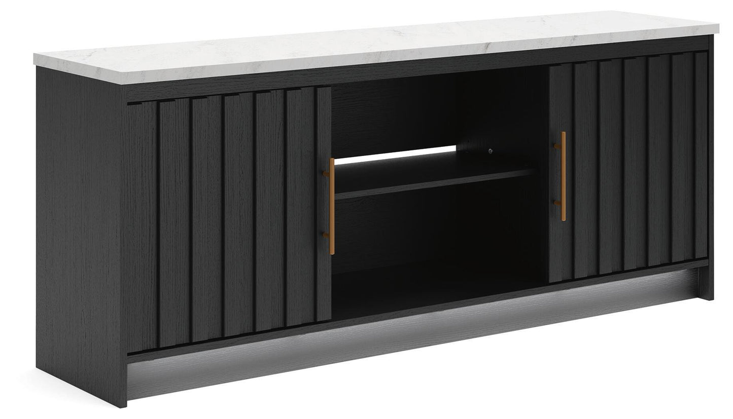 Cadmori - XL TV Stand With Fireplace Option - Black / White