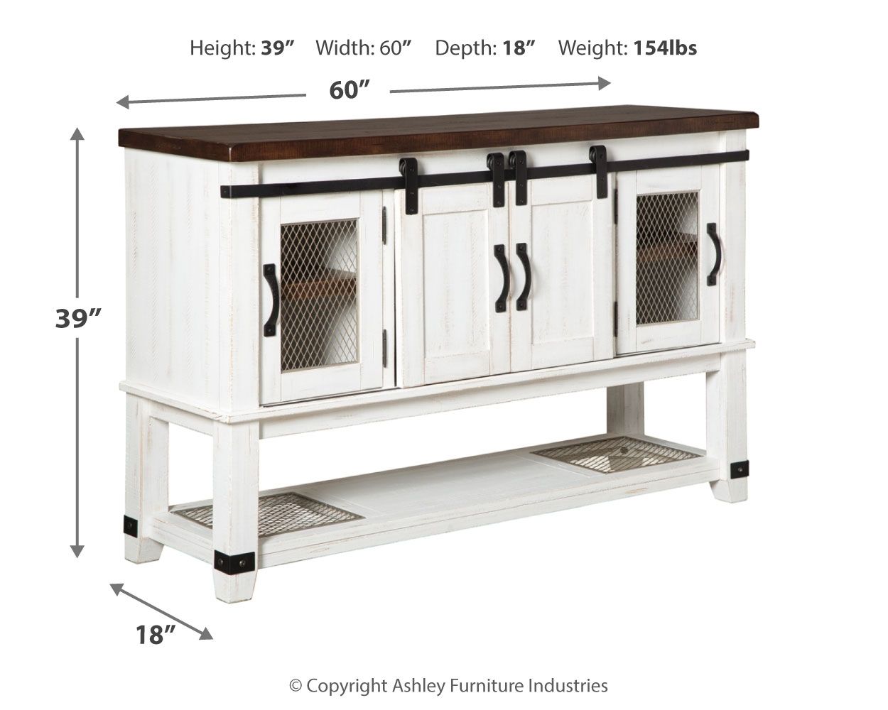 Valebeck - Dining Room Server - White / Brown