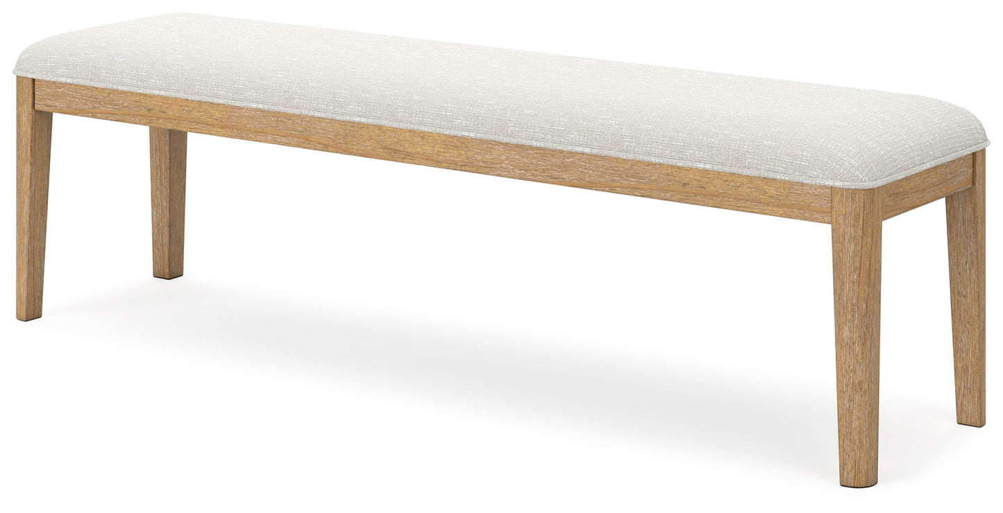 Rencott - Large Upholstered Dining Room Bench - Light Brown