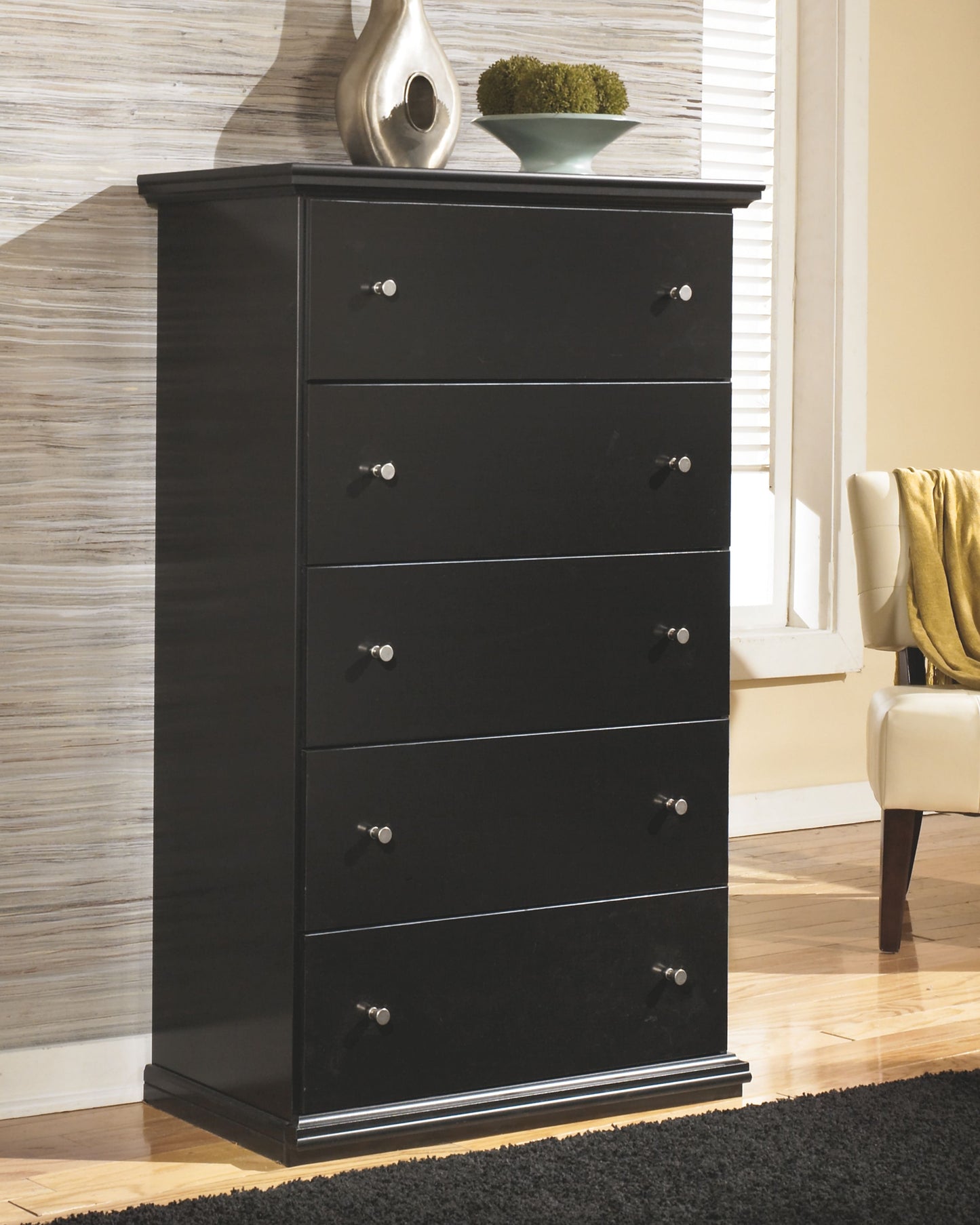 Maribel - Black - Five Drawer Chest