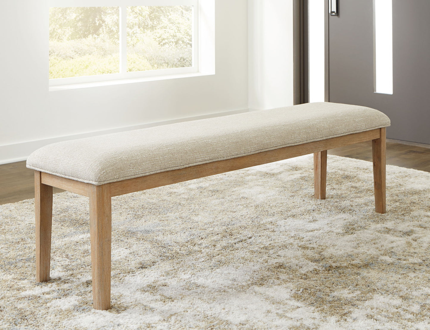 Rencott - Large Upholstered Dining Room Bench - Light Brown