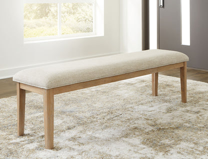 Rencott - Large Upholstered Dining Room Bench - Light Brown