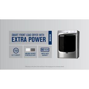 Smart Front Load Gas Dryer With Extra Power And Advanced Moisture Sensing Plus - 7.3 Cubic Feet - White