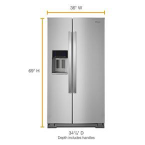 36" Wide Side-By-Side Refrigerator - 28 Cubic Feet - Fingerprint Resistant Stainless Steel