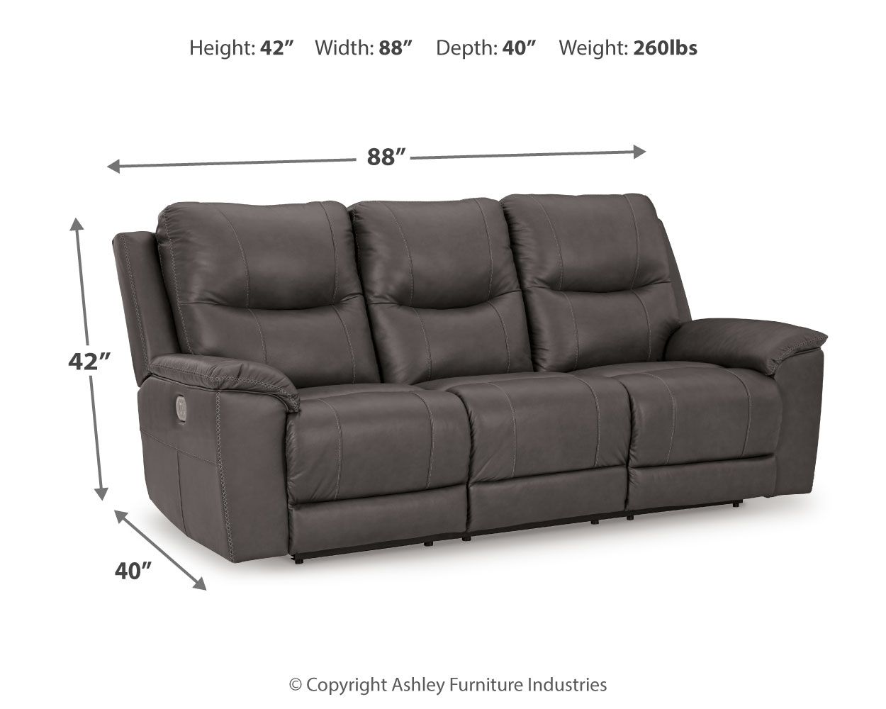 Dearview - Power Reclining Sofa With Adj Headrest - Fog