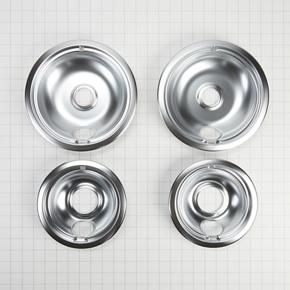 Round Electric Range Burner Drip Bowls - Pearl Silver - Metal