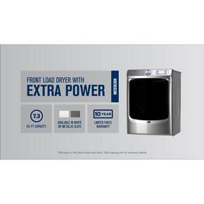 Front Load Electric Dryer With Extra Power And Quick Dry cycle - 7.3 Cubic Feet