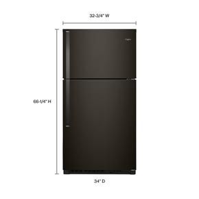 33" Wide Top Freezer Refrigerator - 21 Cubic Feet - Black Stainless Steel