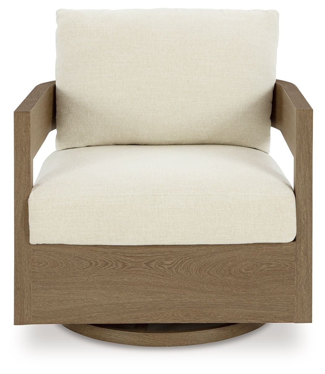 Serene Bay - Dark Brown / White - Swivel Glider Chair With Cushion