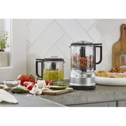 5 Cup Food Chopper With Extra Work Bowl And Lid - Contour Silver