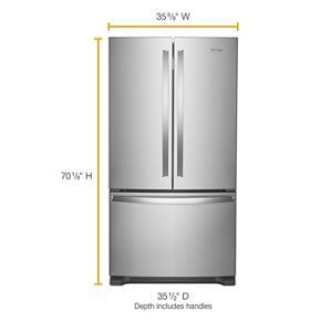 36" Wide French Door Refrigerator With Water Dispenser - 25 Cubic Feet - Fingerprint Resistant Stainless Steel