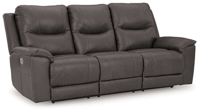 Dearview - Power Reclining Sofa With Adj Headrest - Fog
