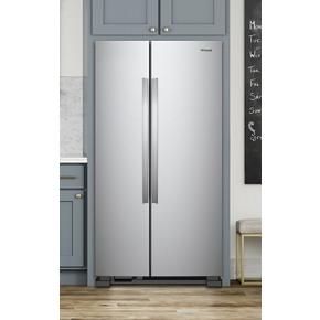 36" Wide Side-By-Side Refrigerator - 25 Cubic Feet - Monochromatic Stainless Steel - Pearl Silver