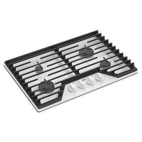 30" Gas Cooktop With Ez-2-Lift Hinged Cast-Iron Grates - White