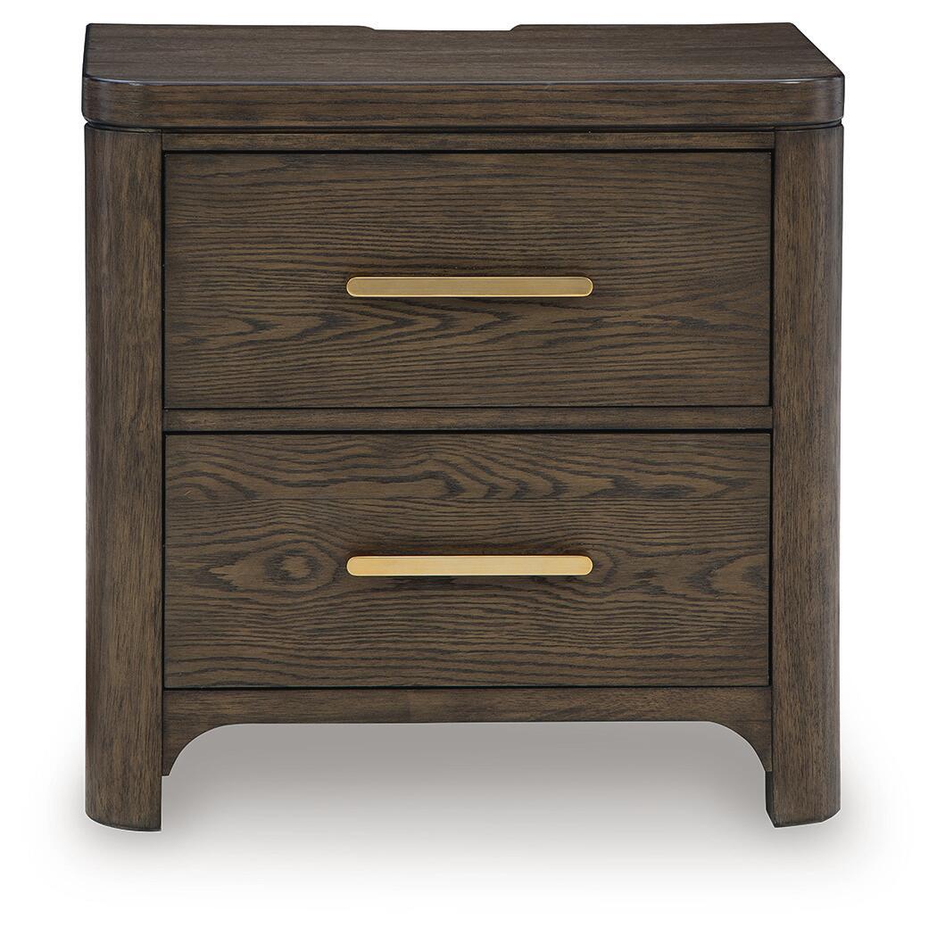 Radkin - Two Drawer Night Stand - Burnished Brown