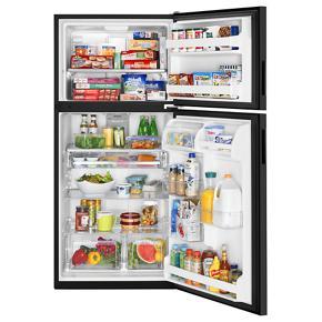 33" Wide Top Freezer Refrigerator With PowerCold Feature - 21 Cubic Feet - Black