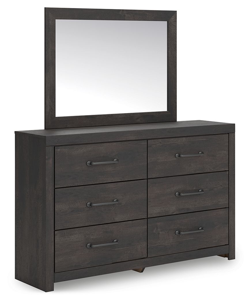 Hollivern - 4 Pc. - Twin Panel Storage Bed, Dresser, Mirror And Chest - Dark Gray