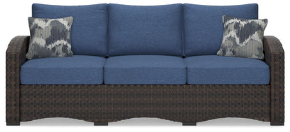 Windglow - Blue / Brown - Sofa With Cushion