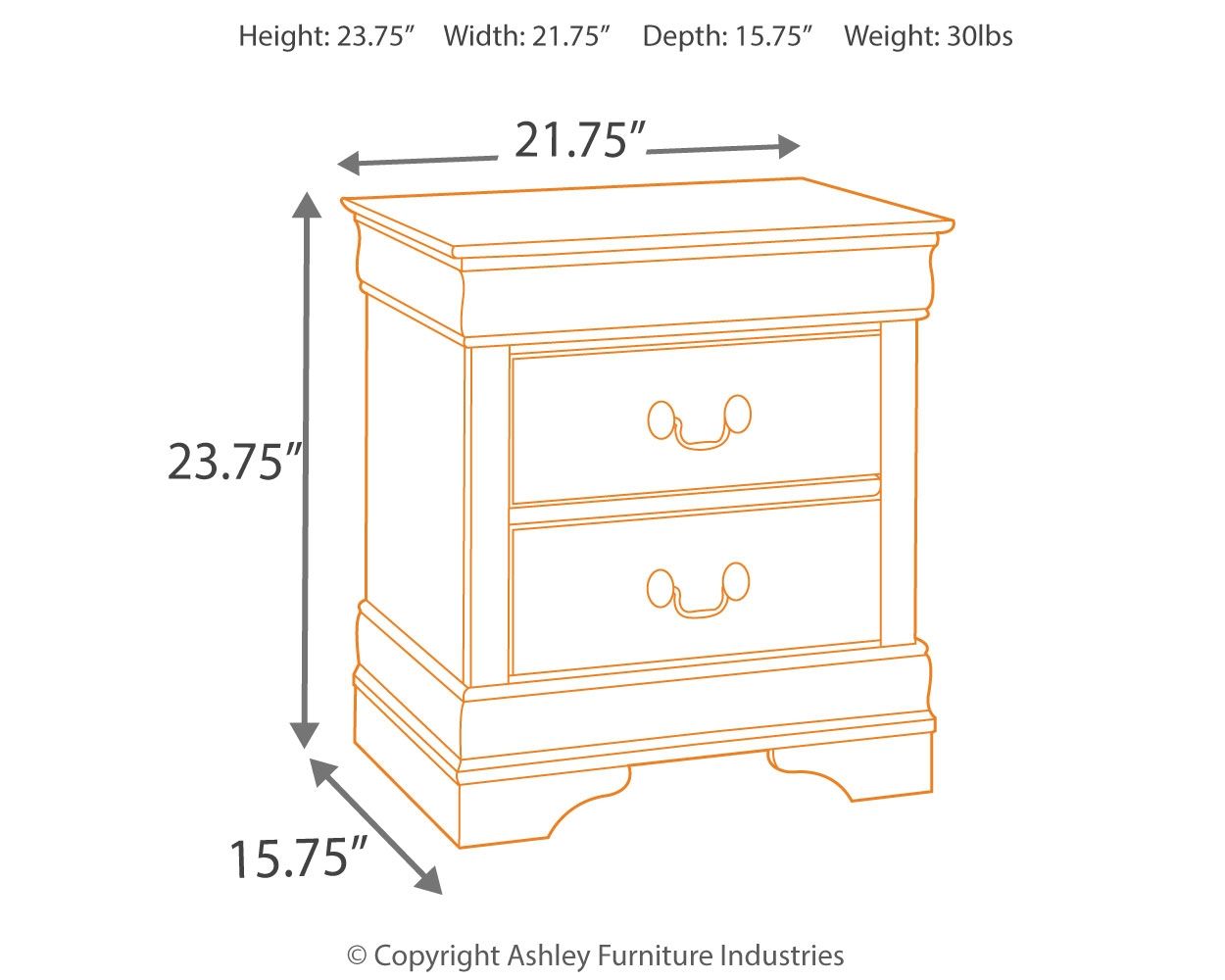 Alisdair - Reddish Brown - Two Drawer Night Stand