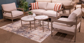 Bluff Trail - Beige - Loveseat, Lounge Chairs, Tables Set (Set of 5)