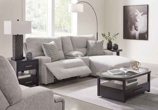 Acklen Place - Pewter - 4 Pc. - 3-Piece Power Reclining Sectional Sofa With Raf Chaise, Wide Seat Power Recliner