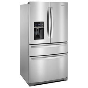 36" Wide 4-Door Refrigerator With Exterior Drawer - 26 Cubic Feet - Fingerprint Resistant Stainless Steel