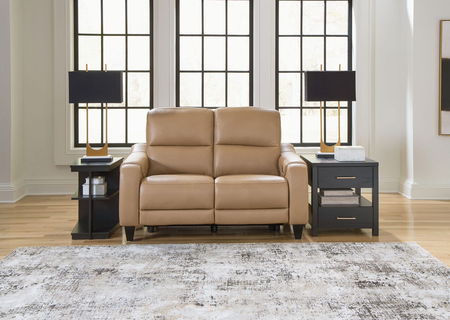 Mosswell - Power Reclining Loveseat With Adj Headrest - Toffee