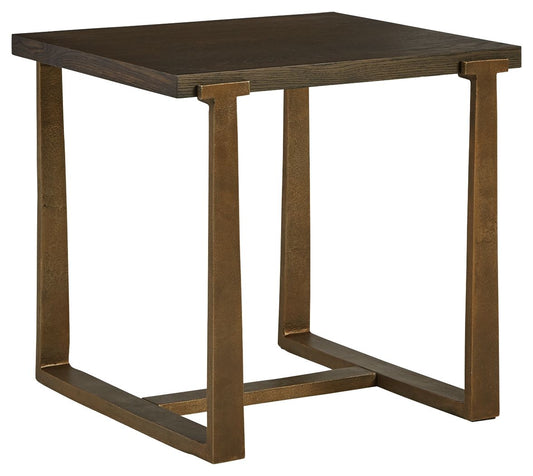 Balintmore - Brown / Gold Finish - Rectangular End Table