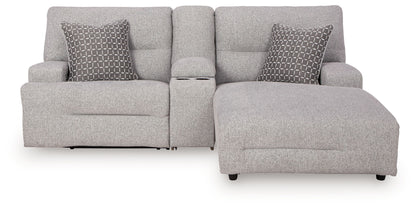 Acklen Place - 4 Pc. - 3-Piece Power Reclining Sectional Sofa With Raf Chaise, Wide Seat Power Recliner - Pewter