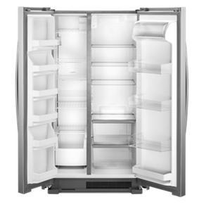 36" Wide Side-By-Side Refrigerator - 25 Cubic Feet - Monochromatic Stainless Steel - Pearl Silver