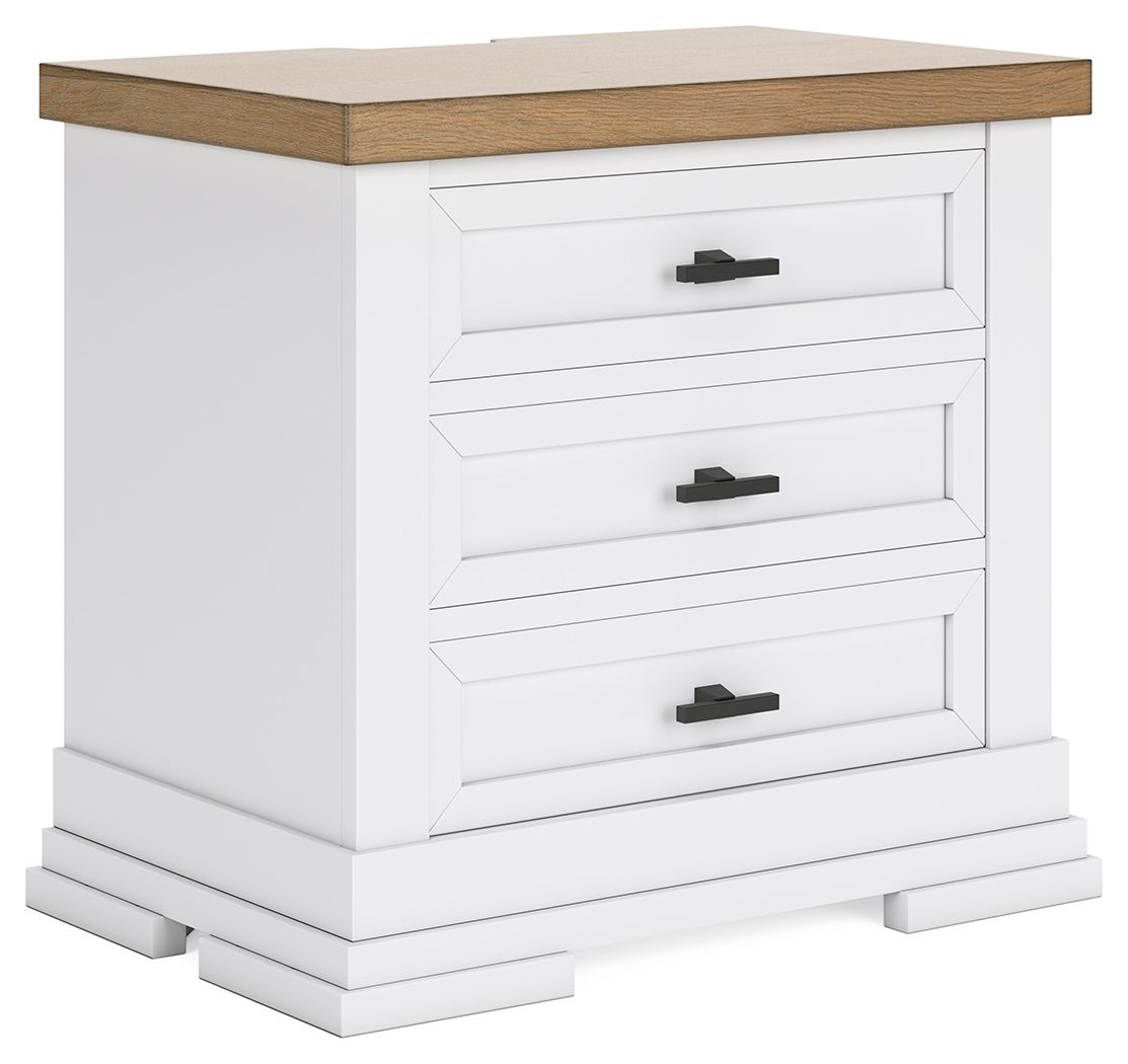 Ashbryn - White / Natural - Three Drawer Night Stand