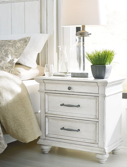 Kanwyn - Whitewash - Three Drawer Night Stand