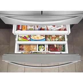 36" Wide 4-Door Refrigerator With Exterior Drawer - 26 Cubic Feet - Fingerprint Resistant Stainless Steel