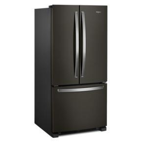 33" Wide French Door Refrigerator - 22 Cubic Feet - Black Stainless