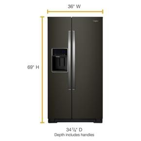 36" Wide Side-By-Side Refrigerator - 28 Cubic Feet - Black Stainless Steel