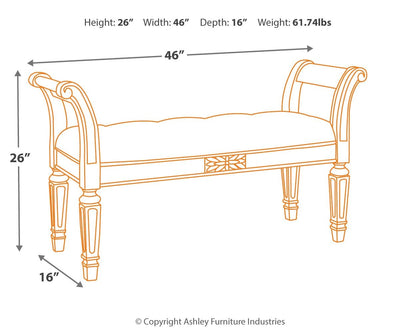 Realyn - Antique White - Accent Bench