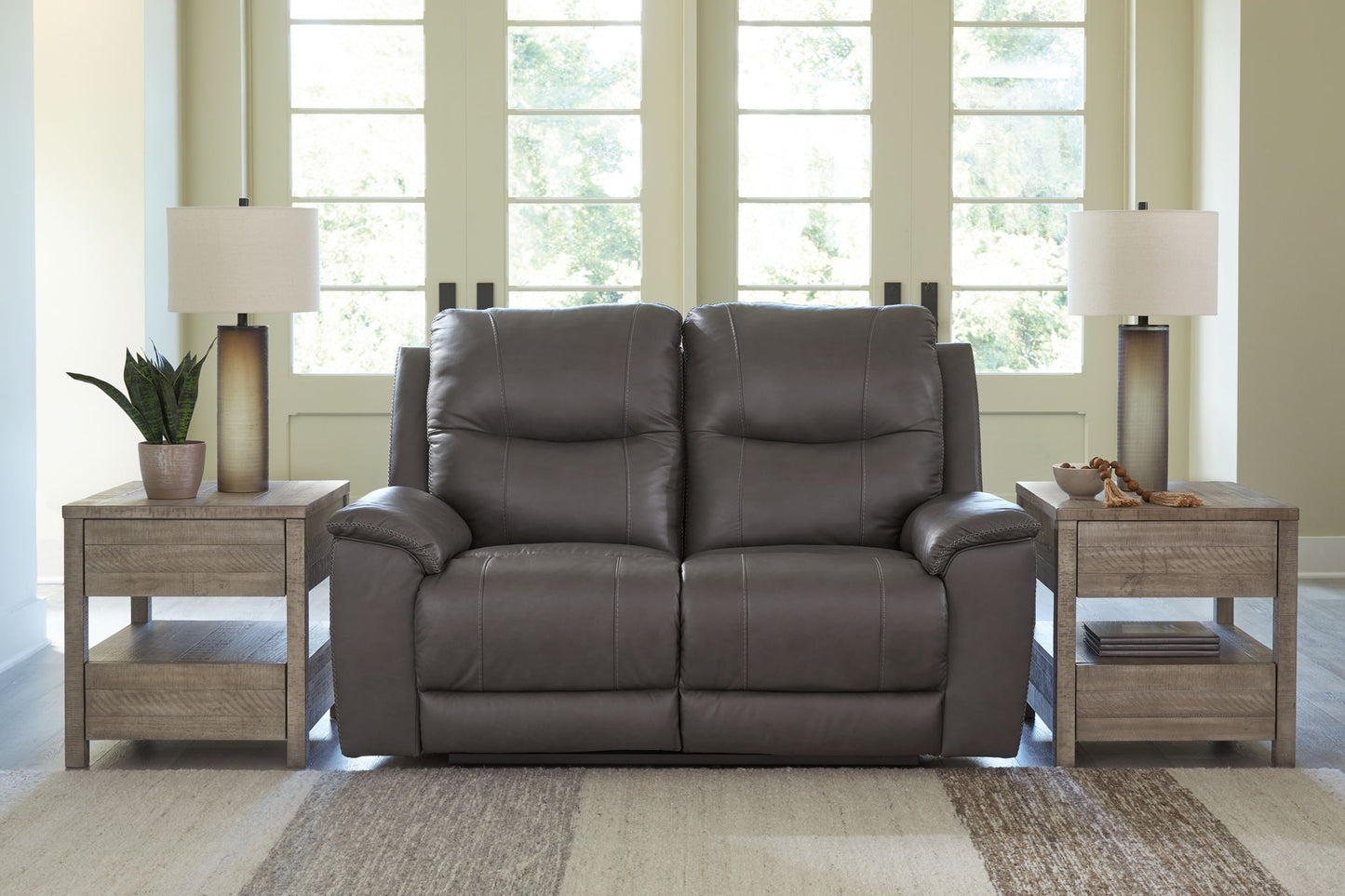 Dearview - Power Reclining Loveseat/ Adj Headrest - Fog