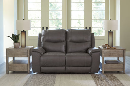 Dearview - Power Reclining Loveseat/ Adj Headrest - Fog