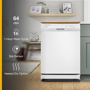 Heavy-Duty Dishwasher With 1-Hour Wash Cycle - White - 26,5" Depth