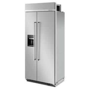 208 Cubic Feet 36" Built-In Side-By-Side Refrigerator With Ice And Water Dispenser - Gray