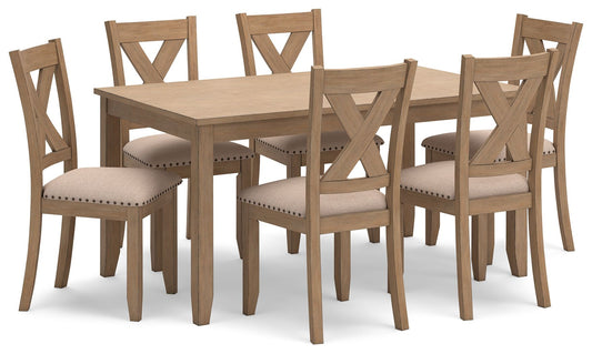 Sanbriar - Light Brown - Rect Drm Table Set (Set of 7)