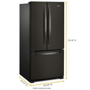 33" Wide French Door Refrigerator - 22 Cubic Feet - Black Stainless