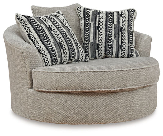 Calnita - Sisal - Oversized Swivel Accent Chair - Fabric