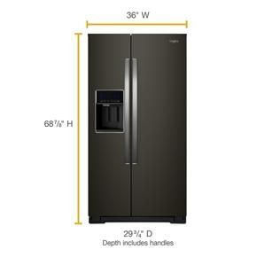 36" Wide Counter Depth Side-By-Side Refrigerator - 21 Cubic Feet - Black Stainless Steel