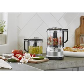 5 Cup Food Chopper With Extra Work Bowl And Lid - Contour Silver