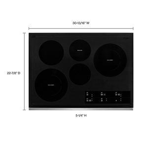 30" Electric Ceramic Glass Cooktop With Two Dual Radiant Elements - 22,8" Depth