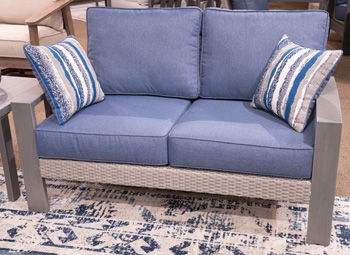 Half Moon Beach - Blue / Gray - Loveseat With Cushion