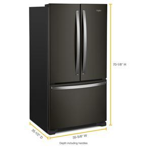 36" Wide French Door Refrigerator With Water Dispenser - 25 Cubic Feet - Black Stainless Steel