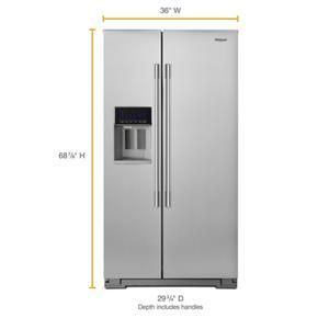 36" Wide Contemporary Handle Counter Depth Side-By-Side Refrigerator - 21 Cubic Feet - Gray